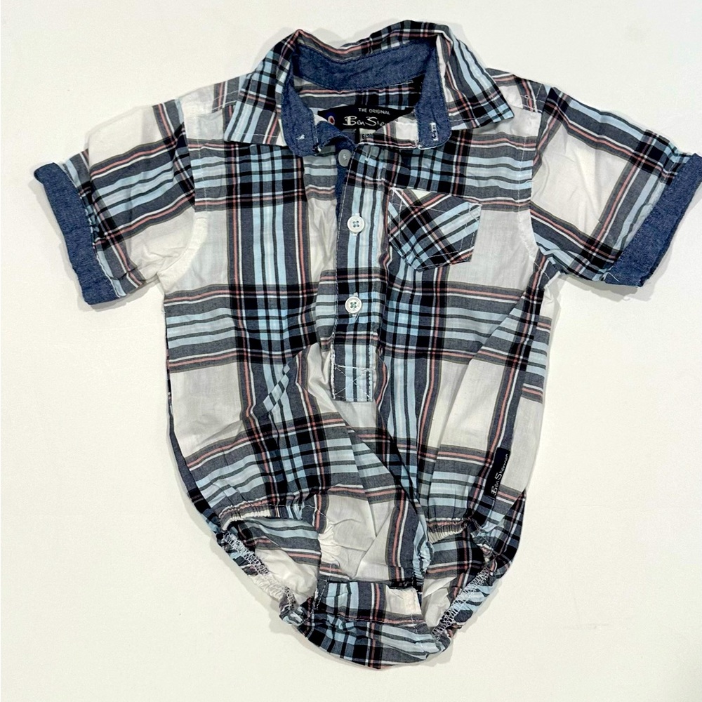 6-9 Months Ben Sherman Blue/Pink/White Plaid Shirt